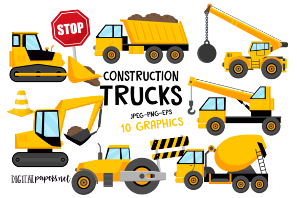 Download Construction Trucks Clipart Set - Set Collection