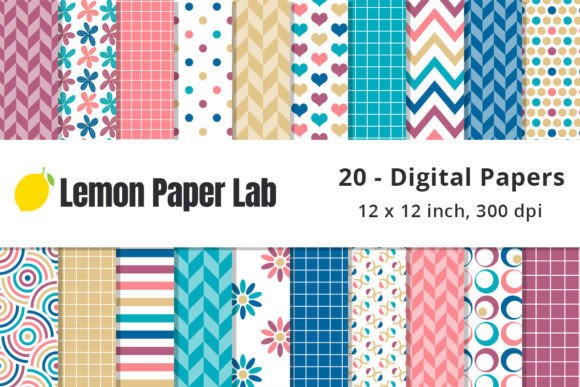 Download Sunset Geometric Digital Paper - Set Collection