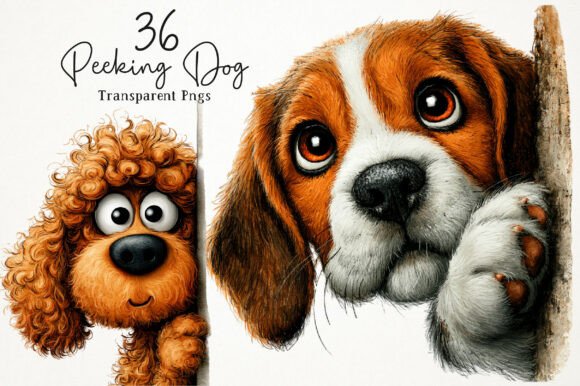 Download Whimsical Peeking Dog Clipart Set - Set Collection