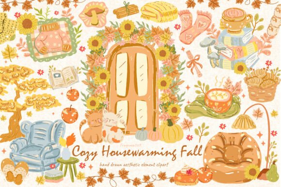 Download Cozy Aesthetic Fall Bookish Clipart SVG - Book Collection