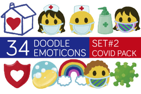 Download Doodle Emotes Sticker Set 2, Covid Theme - Set Collection