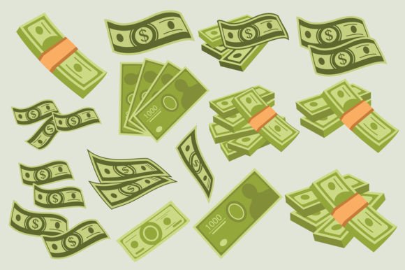 Download Set of Green Dollar Money - Set Collection