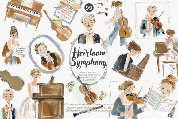 Download Romantic Classical Musicians Clipart Set - Set Collection