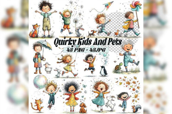 Download Whimsical Kids &amp; Pets Clipart Set - Set Collection