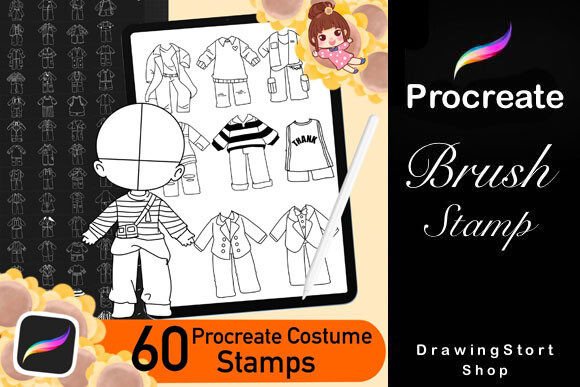 Download 60 Procreate Chibi Clothes Stamp Set 2 - Set Collection