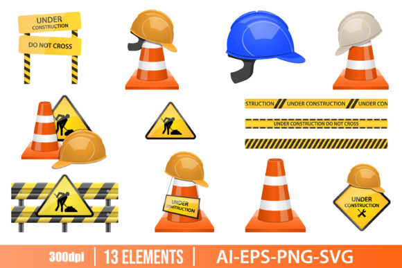 Download Under Construction Zone Clipart Set - Set Collection