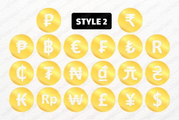 Download Popular Gold Coin with Currency Sign Set - Set Collection