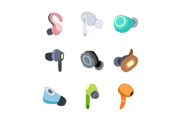 Download Wireless Earphones Set Cartoon Vector Il - Set Collection
