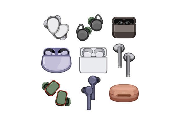 Download Headphones Wireless Set Cartoon Vector I - Set Collection